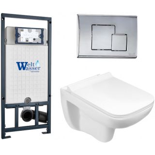 Комплект унитаза с инсталляцией WeltWasser Marberg 507 +Kehlbach 004 GL-WT +MAR 507 SE-CR 10000006969 белый глянцевый