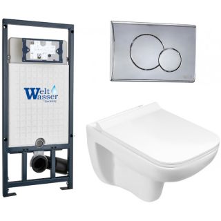 Комплект унитаза с инсталляцией WeltWasser Marberg 507 +Kehlbach 004 GL-WT +MAR 507 RD-CR 10000006970 белый глянцевый