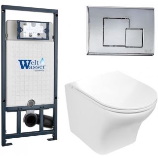 Комплект унитаза с инсталляцией WeltWasser Marberg 507 +Odenbach 004 GL-WT +MAR 507 SE-CR 10000006981 белый глянцевый