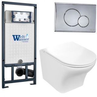 Комплект унитаза с инсталляцией WeltWasser Marberg 507 +Odenbach 004 GL-WT +MAR 507 RD-CR 10000006982 белый глянцевый