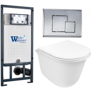 Комплект унитаза с инсталляцией WeltWasser Marberg 507 + Telbach 004 GL-WT + MAR 507 SE-CR 10000006993 белый глянцевый