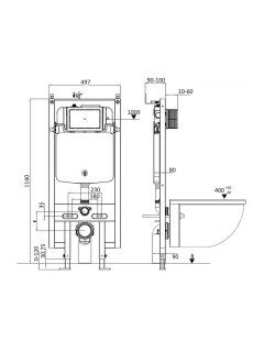 Инсталляция WeltWasser для унитаза WW AMBERG 497 + WT 10000008217 Белая кнопка.