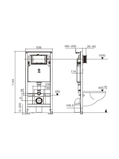 Инсталляция WeltWasser для унитаза WW AMBERG 506 ST + BL 10000008229 Черная кнопка.