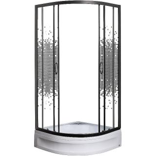 Душевой уголок Мономах без поддона ДУ 80/180 МЗ BL 10000008618 80x80 черный матовый стекло прозрачное с рисунком