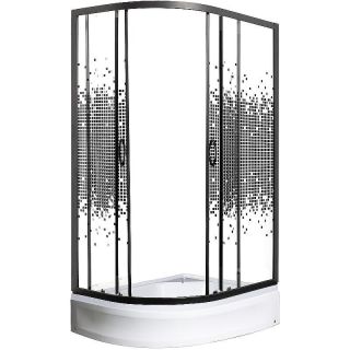 Душевой уголок Мономах без поддона ДУ 100/70/180 МЗ BL L/R 10000008624 100x70 черный матовый стекло прозрачное с рисунком
