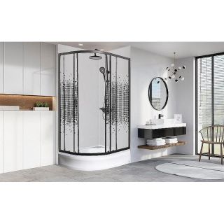 Душевой уголок Мономах без поддона ДУ 100/70/180 МЗ BL L/R 10000008624 100x70 черный матовый стекло прозрачное с рисунком