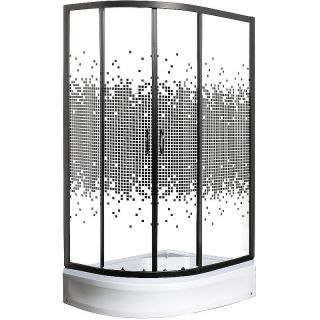 Душевой уголок Мономах без поддона ДУ 100/80/180 МЗ BL L/R 10000008626 100x80 черный матовый стекло прозрачное с рисунком