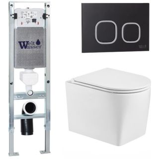 Комплект унитаза с инсталляцией WeltWasser Amberg 350 ST +Nesenbach 004 GL-WT +Amberg RD-BL 10000008914 белый глянцевый