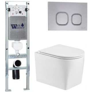 Комплект унитаза с инсталляцией WeltWasser Amberg 350 ST +Nesenbach 004 GL-WT +Amberg RD-CR 10000008921 белый глянцевый