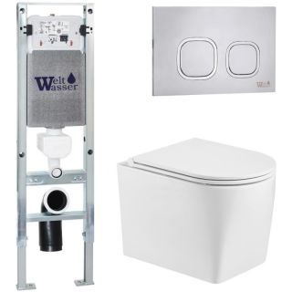 Комплект унитаза с инсталляцией WeltWasser Amberg 350 ST +Nesenbach 004 GL-WT +Amberg RD-MT CR 10000008922 белый глянцевый