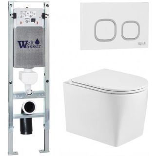 Комплект унитаза с инсталляцией WeltWasser Amberg 350 ST +Nesenbach 004 GL-WT +Amberg RD-WT 10000008923 белый глянцевый