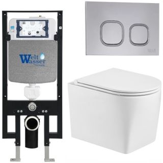 Комплект унитаза с инсталляцией WeltWasser Amberg 497 +Nesenbach 004 GL-WT +Amberg RD-CR 10000008925 белый глянцевый