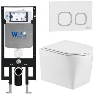 Комплект унитаза с инсталляцией WeltWasser Amberg 497 +Nesenbach 004 GL-WT +Amberg RD-WT 10000008927 белый глянцевый