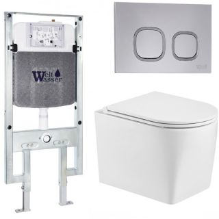 Комплект унитаза с инсталляцией WeltWasser Amberg 497 ST +Nesenbach 004 GL-WT +Amberg RD-CR 10000008929 белый глянцевый