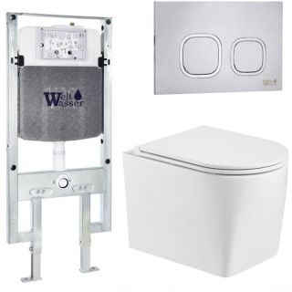 Комплект унитаза с инсталляцией WeltWasser Amberg 497 ST +Nesenbach 004 GL-WT +Amberg RD-MT CR 10000008930 белый глянцевый