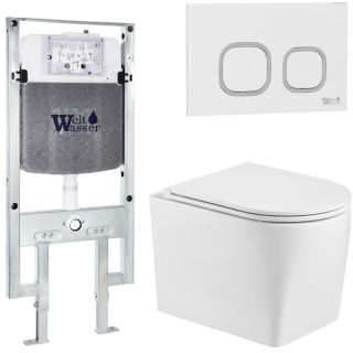 Комплект унитаза с инсталляцией WeltWasser Amberg 497 ST +Nesenbach 004 GL-WT +Amberg RD-WT 10000008931 белый глянцевый