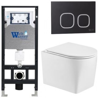Комплект унитаза с инсталляцией WeltWasser Amberg 506 +Nesenbach 004 GL-WT +Amberg RD-BL 10000008932 белый глянцевый
