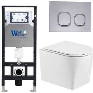 Комплект унитаза с инсталляцией WeltWasser Amberg 506 +Nesenbach 004 GL-WT +Amberg RD-CR 10000008933 белый глянцевый