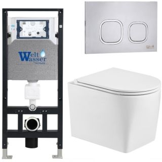 Комплект унитаза с инсталляцией WeltWasser Amberg 506 +Nesenbach 004 GL-WT +Amberg RD-MT CR 10000008934 белый глянцевый