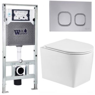 Комплект унитаза с инсталляцией WeltWasser Amberg 506 ST +Nesenbach 004 GL-WT +Amberg RD-CR 10000008937 белый глянцевый