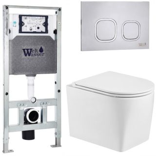 Комплект унитаза с инсталляцией WeltWasser Amberg 506 ST +Nesenbach 004 GL-WT +Amberg RD-MT CR 10000008938 белый глянцевый