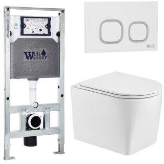 Комплект унитаза с инсталляцией WeltWasser Amberg 506 ST +Nesenbach 004 GL-WT +Amberg RD-WT 10000008939 белый глянцевый