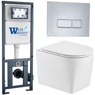 Комплект унитаза с инсталляцией WeltWasser Marberg 410 +Nesenbach 004 GL-WT +MAR 410 SE-CR 10000008941 белый глянцевый