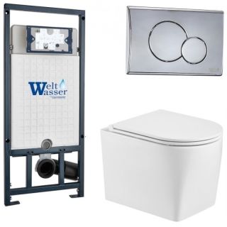 Комплект унитаза с инсталляцией WeltWasser Marberg 507 +Nesenbach 004 GL-WT +MAR 507 RD-CR 10000008942 белый глянцевый