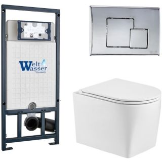 Комплект унитаза с инсталляцией WeltWasser Marberg 507 +Nesenbach 004 GL-WT +MAR 507 SE-CR 10000008943 белый глянцевый