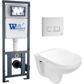 Комплект унитаза с инсталляцией WeltWasser Marberg 410 + Baarbach 004 GL-WT + MAR 410 SE GL-WT 10000010332 белый глянцевый