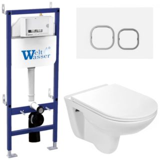 Комплект унитаза с инсталляцией Weltwasser Bamberg 460 + Baarbach 004 GL-WT + Bamberg WT 10000010344 белый глянцевый