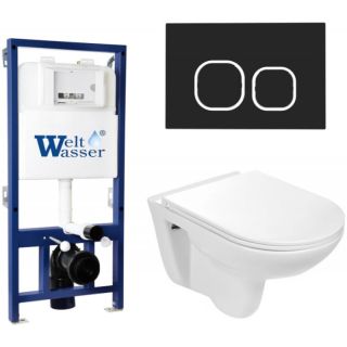 Комплект унитаза с инсталляцией Weltwasser Bamberg 525 + Baarbach 004 GL-WT + Bamberg BL 10000010348 белый глянцевый