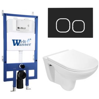 Комплект унитаза с инсталляцией Weltwasser Bamberg 545 + Baarbach 004 GL-WT + Bamberg BL 10000010352 белый глянцевый