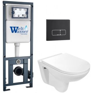 Комплект унитаза с инсталляцией WeltWasser Marberg 410 + Baarbach 004 GL-WT + MAR 410 SE MT-BL 10000010357 белый глянцевый