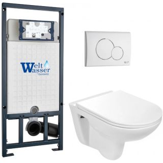 Комплект унитаза с инсталляцией WeltWasser Marberg 507 + Baarbach 004 GL-WT + MAR 507 RD GL-WT 10000010358 белый глянцевый