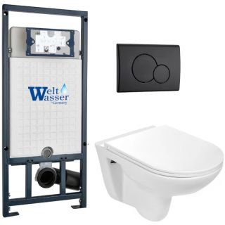 Комплект унитаза с инсталляцией WeltWasser Marberg 507 + Baarbach 004 GL-WT + MAR 507 RD MT-BL 10000010359 белый глянцевый