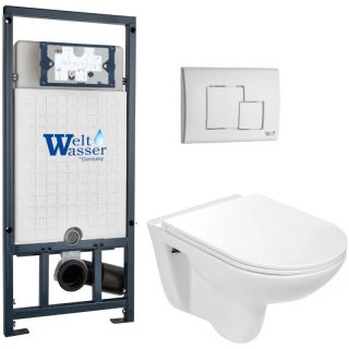 Комплект унитаза с инсталляцией WeltWasser Marberg 507 + Baarbach 004 GL-WT + MAR 507 SE GL-WT 10000010360 белый глянцевый