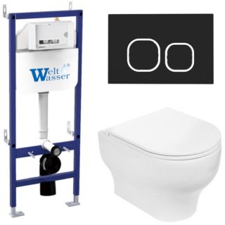 Комплект унитаза с инсталляцией WeltWasser Bamberg 460 + Erlenbach 004 GL-WT + Bamberg BL 10000010363 белый глянцевый