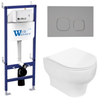Комплект унитаза с инсталляцией WeltWasser Bamberg 460 + Erlenbach 004 GL-WT + Bamberg CR 10000010364 белый глянцевый
