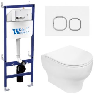 Комплект унитаза с инсталляцией WeltWasser Bamberg 460 + Erlenbach 004 GL-WT + Bamberg WT 10000010365 белый глянцевый
