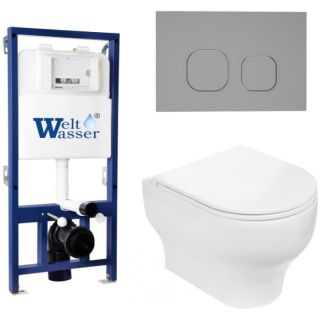 Комплект унитаза с инсталляцией WeltWasser Bamberg 525 + Erlenbach 004 GL-WT + Bamberg CR 10000010368 белый глянцевый