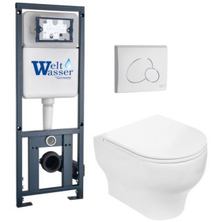 Комплект унитаза с инсталляцией WeltWasser Marberg 410 + Erlenbach 004 GL-WT + MAR 410 RD GL-WT 10000010374 белый глянцевый