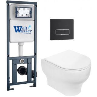 Комплект унитаза с инсталляцией WeltWasser Marberg 410 + Erlenbach 004 GL-WT + MAR 410 SE MT-BL 10000010377 белый глянцевый