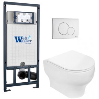Комплект унитаза с инсталляцией WeltWasser Marberg 507 + Erlenbach 004 GL-WT + MAR 507 RD GL-WT 10000010378 белый глянцевый