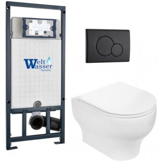 Комплект унитаза с инсталляцией WeltWasser Marberg 507 + Erlenbach 004 GL-WT + MAR 507 RD MT-BL 10000010379 белый глянцевый