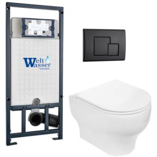 Комплект унитаза с инсталляцией WeltWasser Marberg 507 + Erlenbach 004 GL-WT + MAR 507 SE MT-BL 10000010381 белый глянцевый
