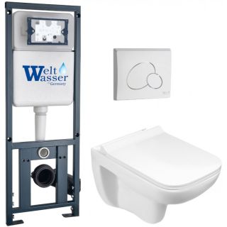 Комплект унитаза с инсталляцией WeltWasser Marberg 410 +Kehlbach 004 GL-WT +MAR 410 RD GL-WT 10000010728 белый глянцевый
