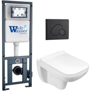 Комплект унитаза с инсталляцией WeltWasser Marberg 410 +Kehlbach 004 GL-WT +MAR 410 RD MT-BL 10000010729 белый глянцевый