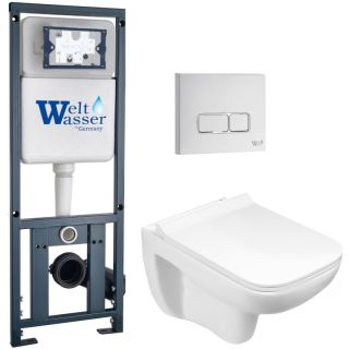 Комплект унитаза с инсталляцией WeltWasser Marberg 410 +Kehlbach 004 GL-WT +MAR 410 SE GL-WT 10000010730 белый глянцевый