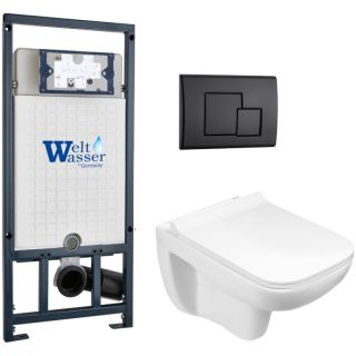 Комплект унитаза с инсталляцией WeltWasser Marberg 507 +Kehlbach 004 GL-WT +MAR 507 SE MT-BL 10000010735 белый глянцевый